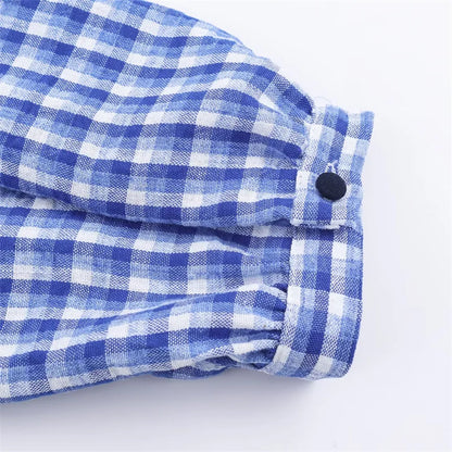 Elegant Fashion Chidori Plaid Ruffles Chiffon Shirt Spring 2025 Ruffled Neck Long Butterfly Sleeve Loose Tops Women's Clothing