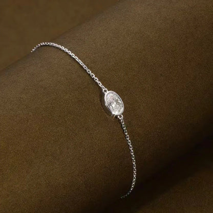 Bezel Setting 1/2CT Pear Marquise Emerald Cut Moissanite Solitaire Link Bracelet Women 925 Silver Diamond Party Wrist Chain
