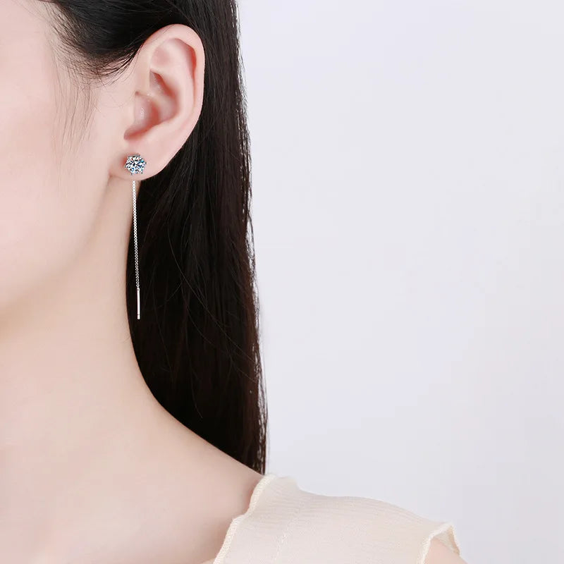 1/2CT White gold plated moissanite earring for women tassel classic D color drop earring lab diamond S925 sterling silver