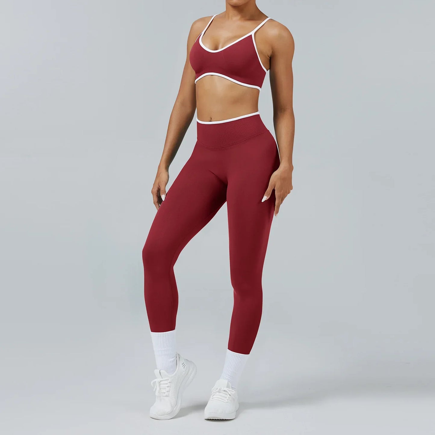 Women's Color Block Seamless High-Stretch Yoga Set, Butt Lifting Yoga Pants, Breathable Quick-Dry Active Workout Outfit