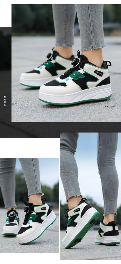 Students children's shoes four wheel light shoes Boys invisible roller shoes large size outdoor sports walking shoes women