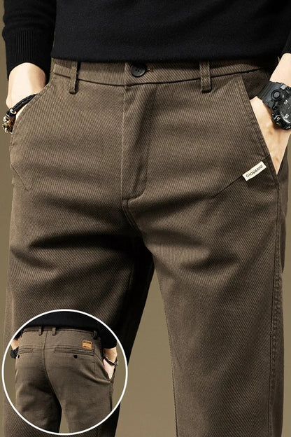 Men's Pants Casual Cotton Solid Color Spring Autumn Straight Business Work Pants High Quality Fashion Black Grey Trousers