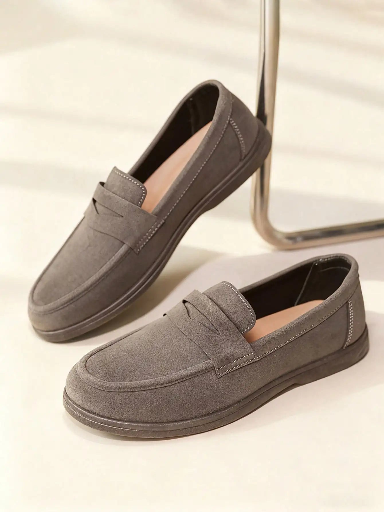 Business Commute Slip On Men's Loafers Preppy Breathable Suede Casual Shoes Outdoor Flats Non Slip Daily Walking Driving Shoes