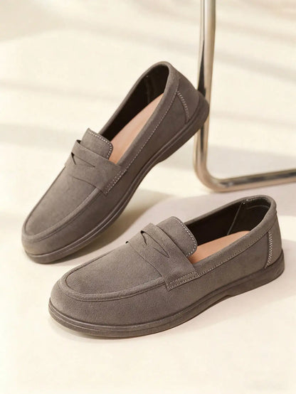 Business Commute Slip On Men's Loafers Preppy Breathable Suede Casual Shoes Outdoor Flats Non Slip Daily Walking Driving Shoes