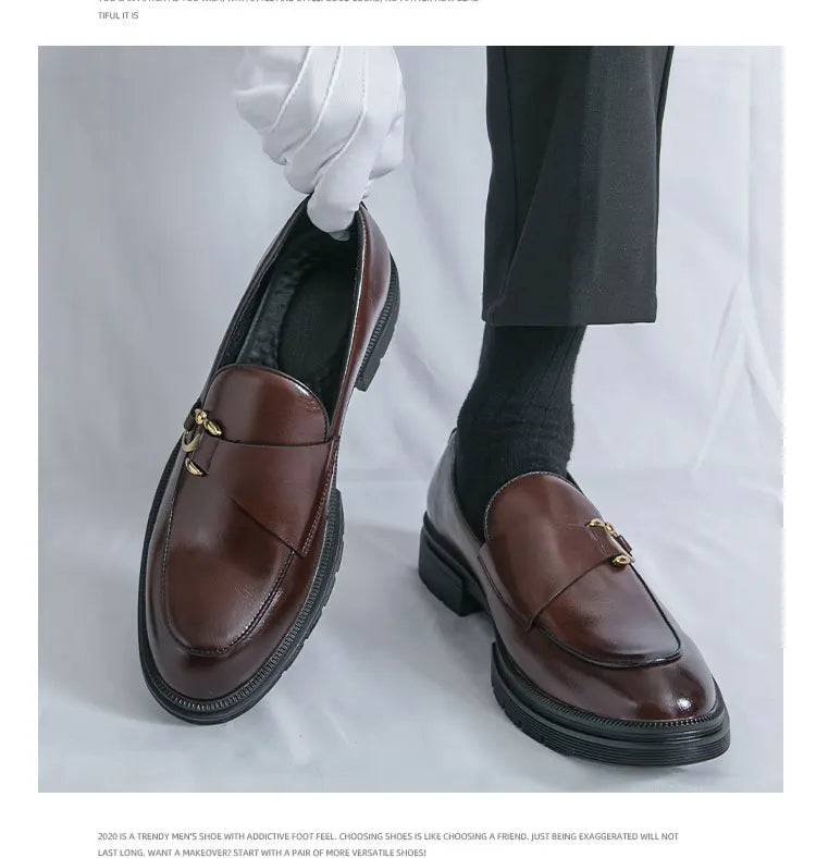 Men's Leather Loafers Slip On Office Casual Business Leather Shoes For Men Wedding Oxford Shoes Male Party Formal Derby Shoe Man