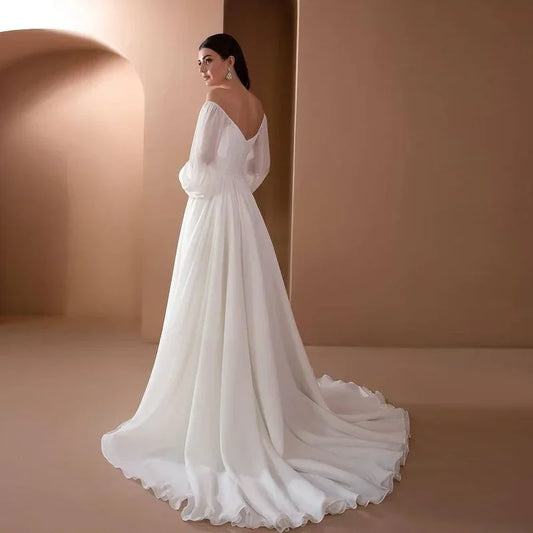 Elegant Puff Sleeve White Maxi Dresses Women Evening Party Outfit 2024 Autumn Off Shoulder Strapless Backless Floor-Length Dress