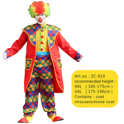 2025 New adult Circus Clown Cosplay Costumes Stage Performance Halloween Clown Role Play  Supply for Birthday Carnival