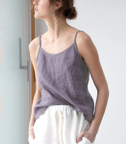 Vintage Cotton Linen Women's Summer Tank Top Sleeveless Harajuku Basic Cuasal Female Top For Girls Camisole Women Clothing