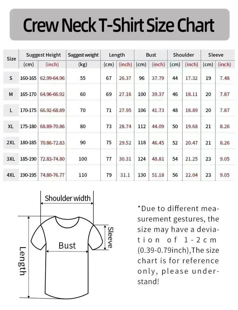 2025 New Men's Cotton T-shirt Comfortable Round Neck Print Large Size Top Unisex Clothing Harajuku Retro Casual Street Wear