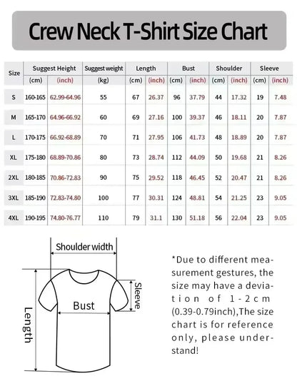 2025 New Men's Cotton T-shirt Comfortable Round Neck Print Large Size Top Unisex Clothing Harajuku Retro Casual Street Wear