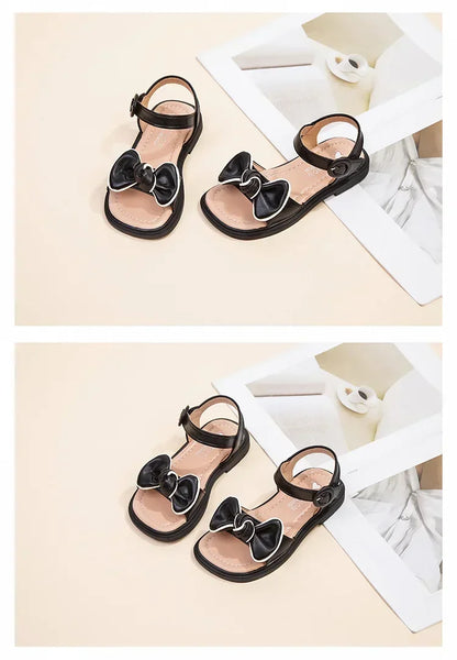 New Children's Sandals Summer Bowknot Girls Princess Causal Shoes Fashion Kids Soft Bottom Beach Flat Sandals Open-toe Versatile
