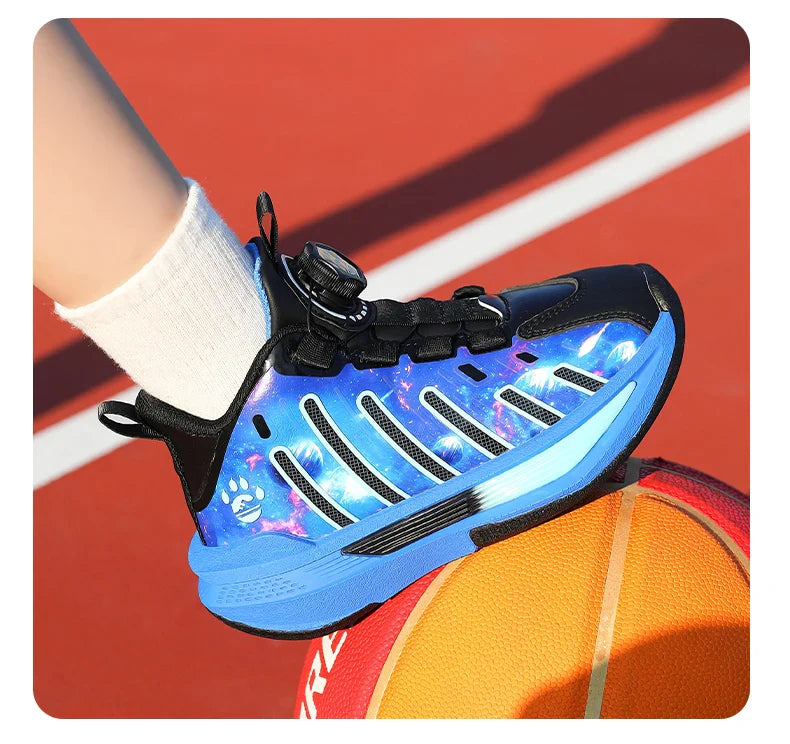 Children‘s Basketball Shoes Non-slip Breathable Basketball Training Sneakers Lace-up Boys Girls Sports Shoes Kids Athletic Shoes