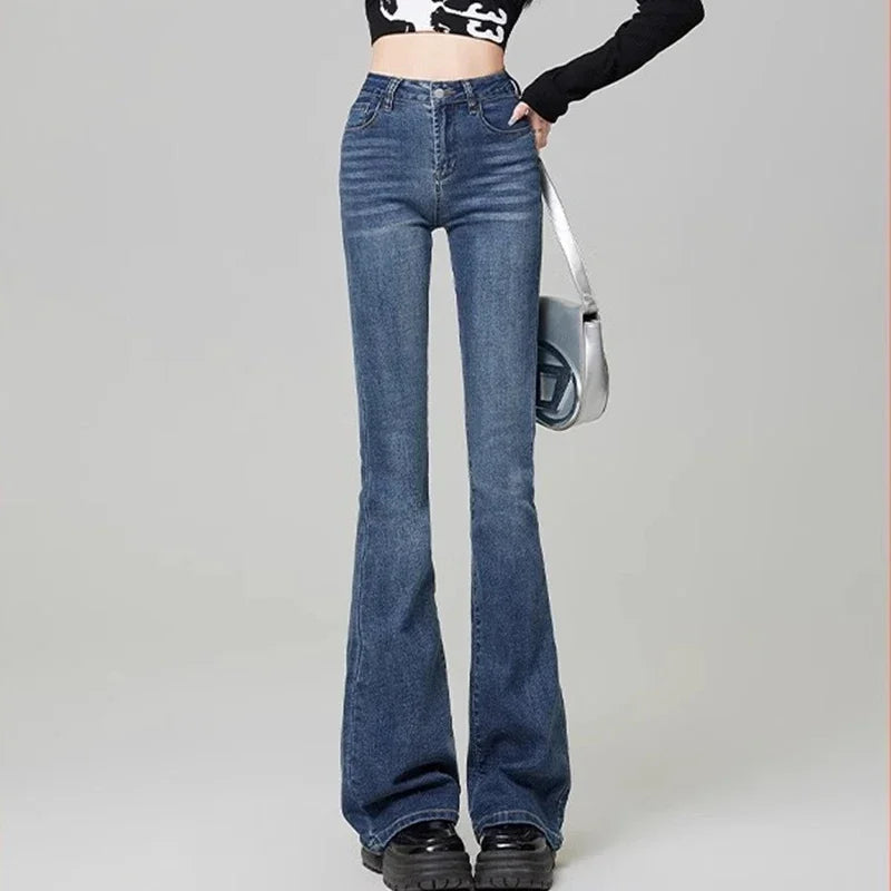 Woman Korean High Waist Grunge Flare Jeans