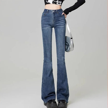 Woman Korean High Waist Grunge Flare Jeans
