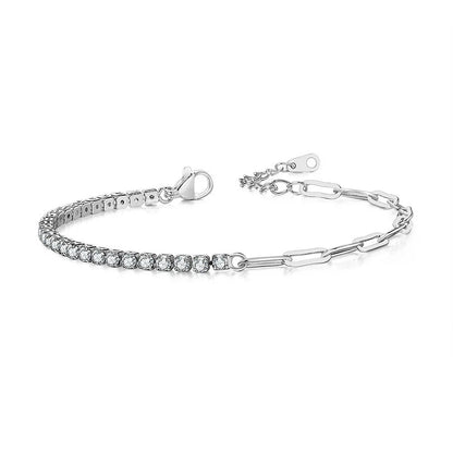2mm Moissanite Tennis Bracelets With Gra Certificate S925 Sterling Silver Plated 18k Gold Paper Clip Bracelet For Women