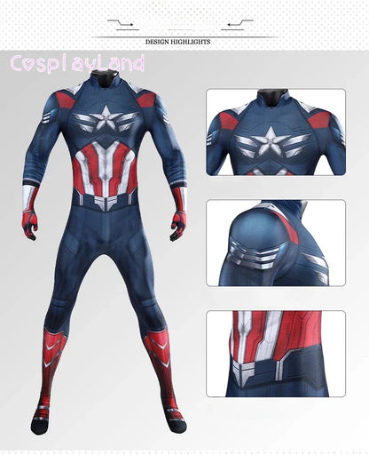 New Superhero Captain Steve Rogers Cosplay Costume Jumpsuit Adult Men Halloween Comic Con Outfit Custom Made Superhero Suit