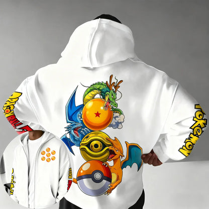 Animation Printed Zipper Hoodie 2025 Men's and Women's Autumn/Winter New Style Harajuku Plus Size Trendy Casual Top