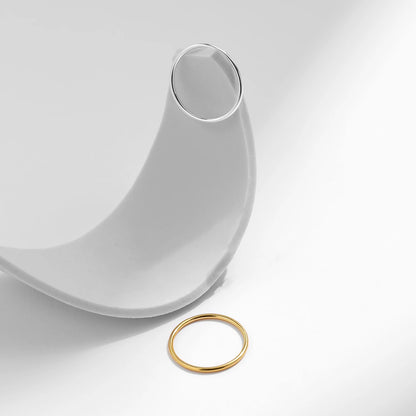 925 Sterling Silver Minimalist Thin Stackable Fashion Rings Classic Gold Color Fine Jewelry For Women Girl Party Gifts