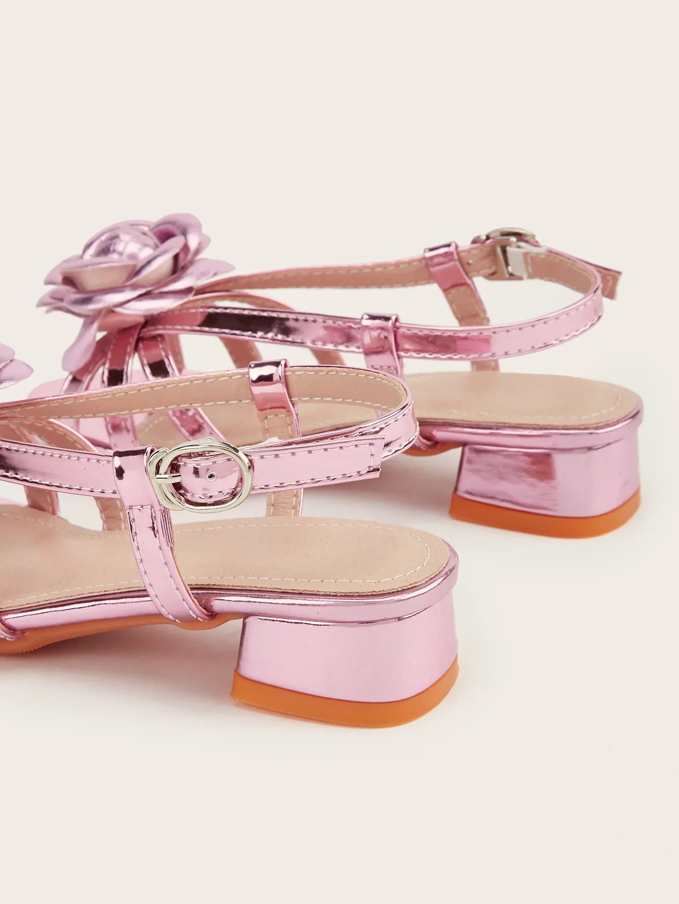 2025 Summer New Children's High Heels Fashion Flower Girls' Princess Sandals Silver Kid's Performance Dance Shoes 5-10 Years Old