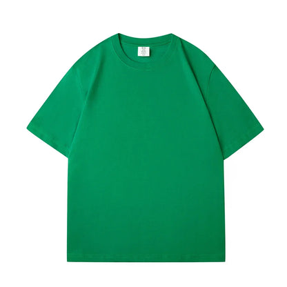 WAVLATII Nova Camiseta Feminina de Algodão Lisa Verde Escuro Oversized Casual Macia Unissex Manga Curta Verão