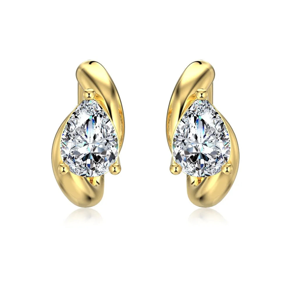1.6cttw Waterdrop Moissanite Huggies Hoop Earrings with Certificates 925 Sterling Silver Pear Cut Diamond Earring for Women Men