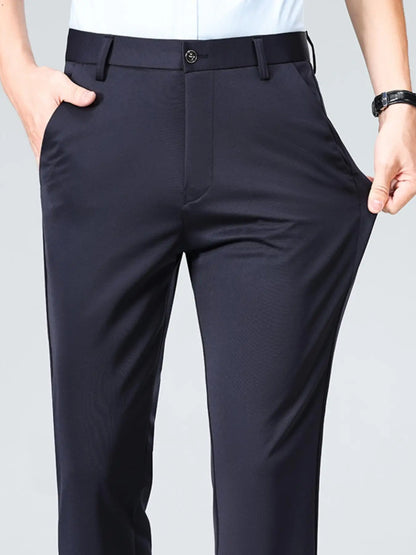 2-Pack Men's Loose-Fit Versatile Casual Dress Pants, Featuring Stylish Embroidery, Suitable for Daily Wear, Office & Outings