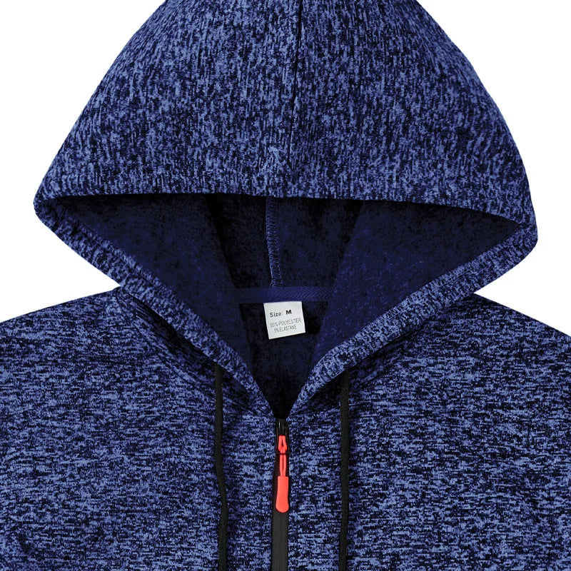Heavy fleece men's jacket winter retro tooling pocket hooded zipper sports sweater men