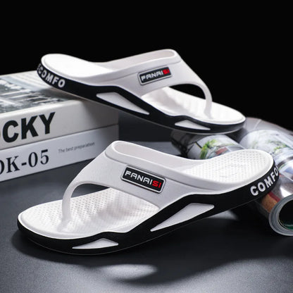 2025 New summer men's sports outdoor fashion trend flip-flops PVC soft bottom home leisure comfortable beach sandals slippers