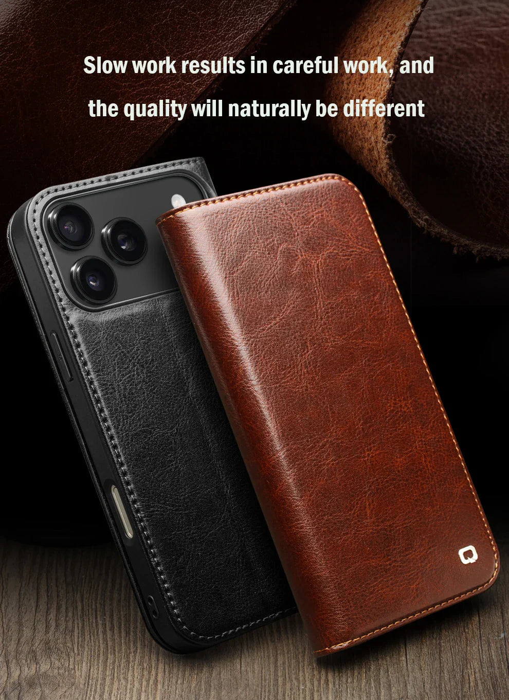 Case for iPhone 17 Pro Max Luxury Ultra Slim Handmade Genuine Leather Wallet Card Slot Flip Cover for iPhone 17 Pro/Air