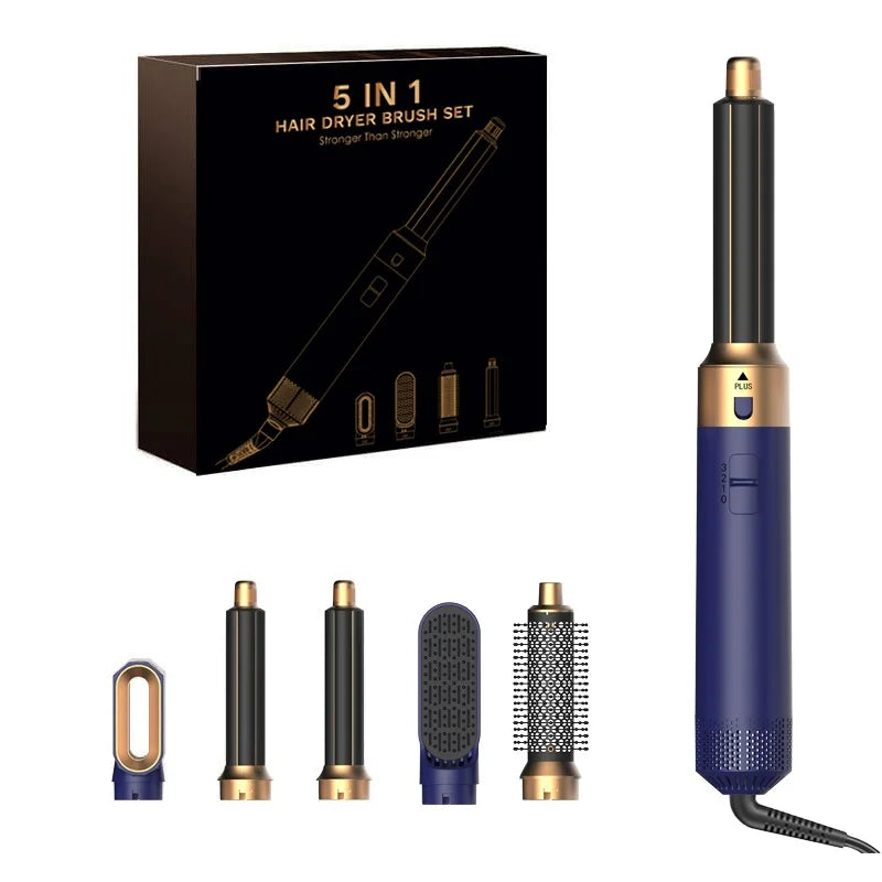 5 In 1 Professional Hair Dryer Hot Air Comb Brush With Curling Iron And Hair Straightener For Salon Quality Hair Styling