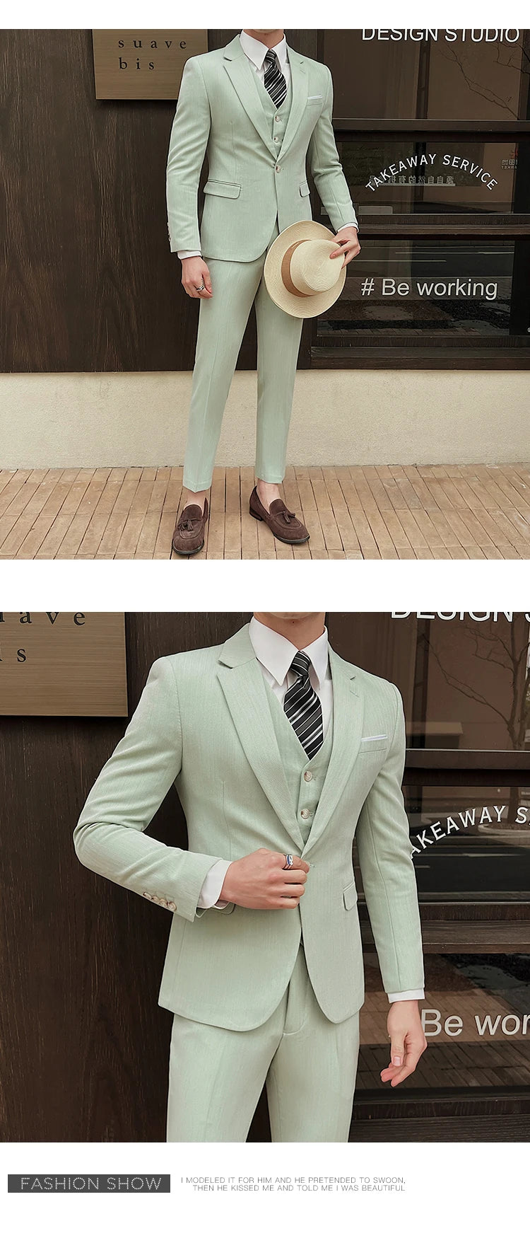 ( Jacket + Vest + Pants ) High-end Men's Slim Business Casual Suit Groom Wedding Dress Party Suit Blazers Waist Coat Trousers