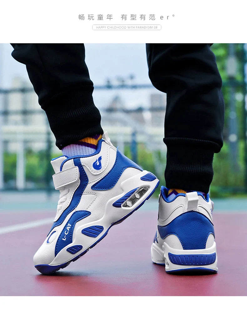 Children's High-top Basketball Shoes Anti-slip Basketball Combat Boots Boys Girls Outdoor Cushioned Sneakers Ankle Support Shoes