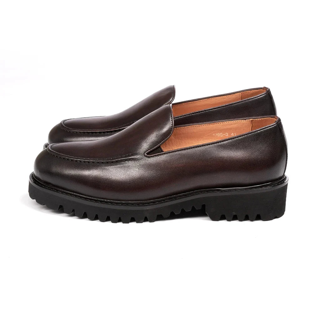 Fashionable Men Formal Shoes Genuine Leather Handmade High Heels Thick Shoes Classic Wedding Office Men's Formal Business Shoes