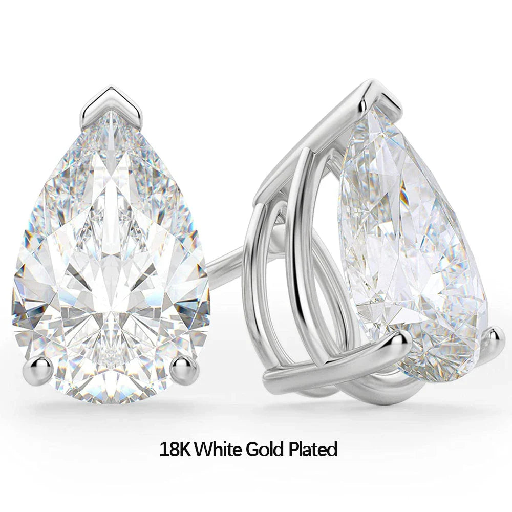 4Carat Pear Cut Real Moissanite Diamond Earrings with Certificats 925 Sterling Silver Waterdrop Shape Stud Earring for Women Men