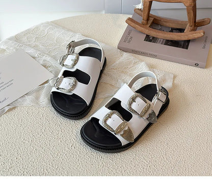 Children Sandals for Girls 2025 Summer New Fashion Korean Style Soft Bottom Anti-slippery Versatile Princess Outside Beach Shoes