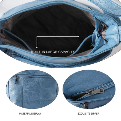 New Genuine Leather Women's Bag Casual One Shoulder Crossbody Bag Multi Pocket Messenger Bag