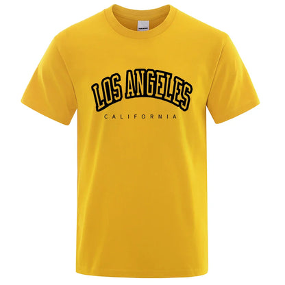 Los Angeles, California Usa City Letter Mens T-Shirts Loose T-Shirts Cotton Breathable T-Shirt Oversized Tops Quality Brand Tops