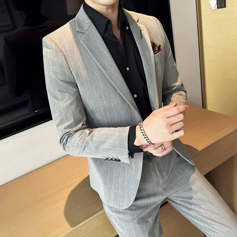 S-7XL Blazer Vest Pants High-end Brand Plaid Retro Business Suit Groom Wedding Party Slim Suit Fashion British Style Performance