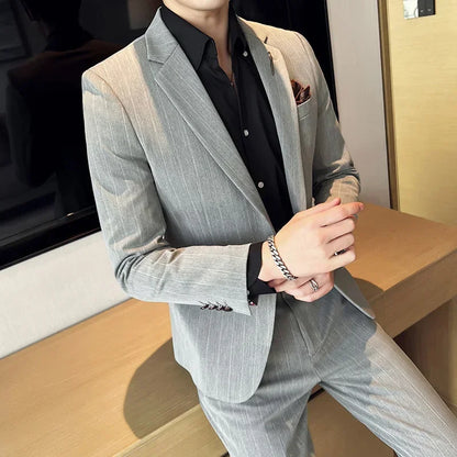 S-7XL Blazer Vest Pants High-end Brand Plaid Retro Business Suit Groom Wedding Party Slim Suit Fashion British Style Performance