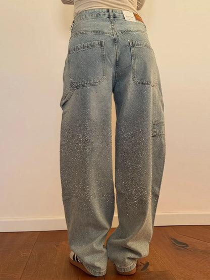 Y2k Street Oversize Loose Shining Female Wide Leg Pants