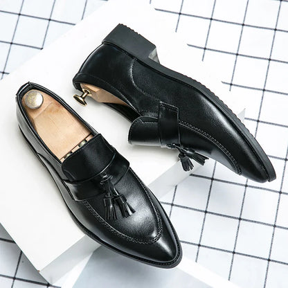 Classic Casual Leather Shoes For Men High Quality Social Office Shoes Men Slip On Loafers Flat Casual Business Leather Shoes Men