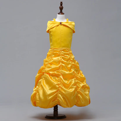 Fancy Girls Belle Halloween Costumes Carnival Cosplay Cartoon Christmas Beauty Party Princess Dress Tulle Birthday Kids Clothing