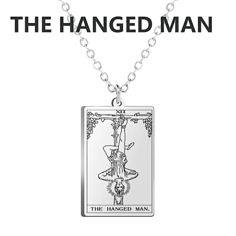 Tarot Cards Necklace Women Stainless Steel Necklace Wealth Amulet Classic Tarot Major Arcana Divination Charm Jewelry