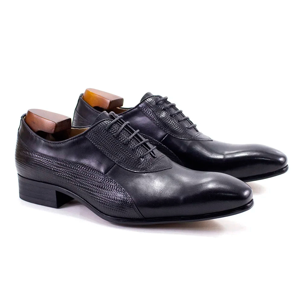 Luxury Genuine Leather Men's Dress Shoes Oxford Handmade Formal Office Business Wedding Classic Lace-Up Footwear
