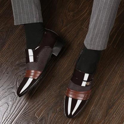 Men leather casual shoes business formal loafers large size versatile wedding footwear