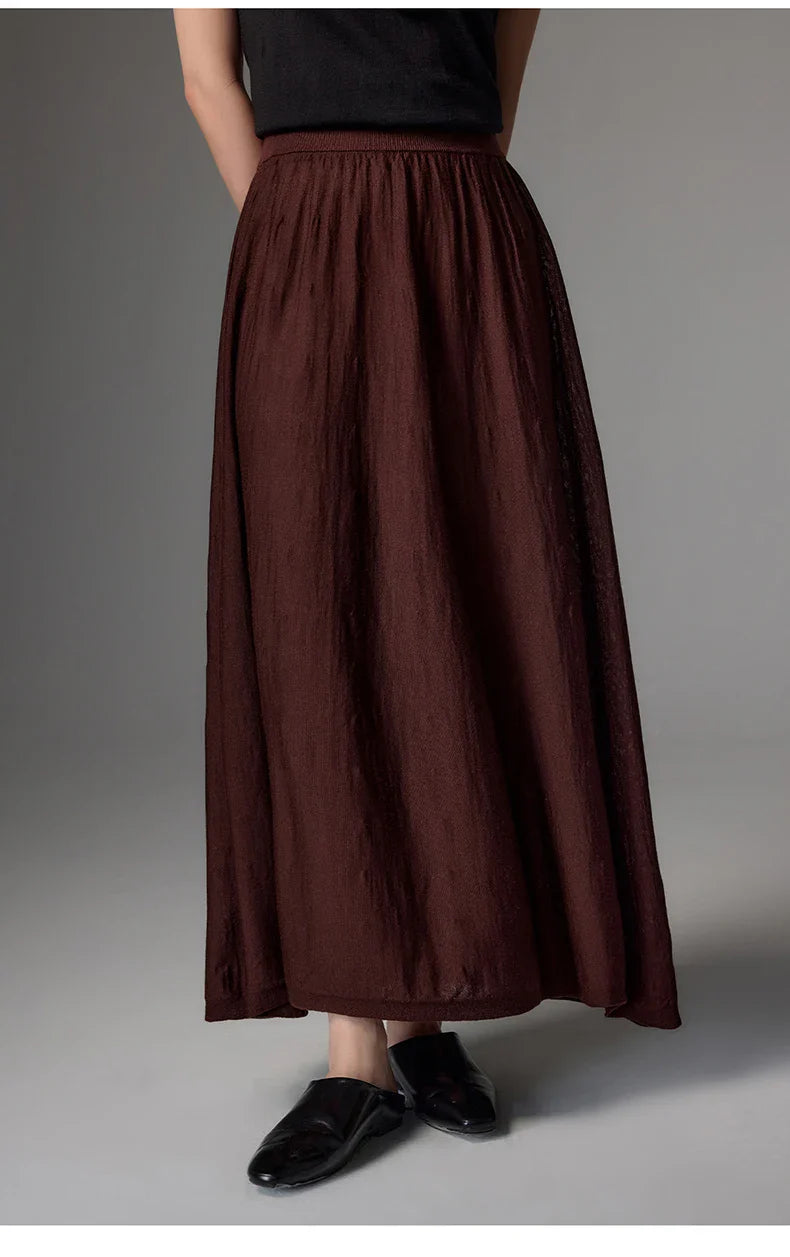 High Quality Women's 100% Worsted Wool Skirts Spring Autumn Female Knitwear Thin Lady Bottoms Cozy Clothing Summer Long Dresses