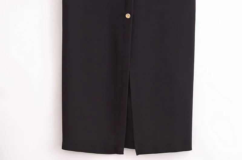 Womens Dresses Black Office Long Dresses for Women Spring Sleeveless Midi Dress Woman Belt Button Women's Dress Vest