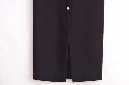Womens Dresses Black Office Long Dresses for Women Spring Sleeveless Midi Dress Woman Belt Button Women's Dress Vest