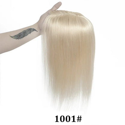 12x13cm Human Hair Toppers with Bangs Black Brown Clip in Hair Toupee for Women Skin Scalp Clip in Remy Hair Pieces