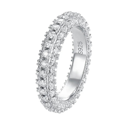 D VVS1 All Moissanite Rings for Women Man Lab Diamond Wedding Eternity Band with GRA S925 Silver Plated 18k Gold Ring